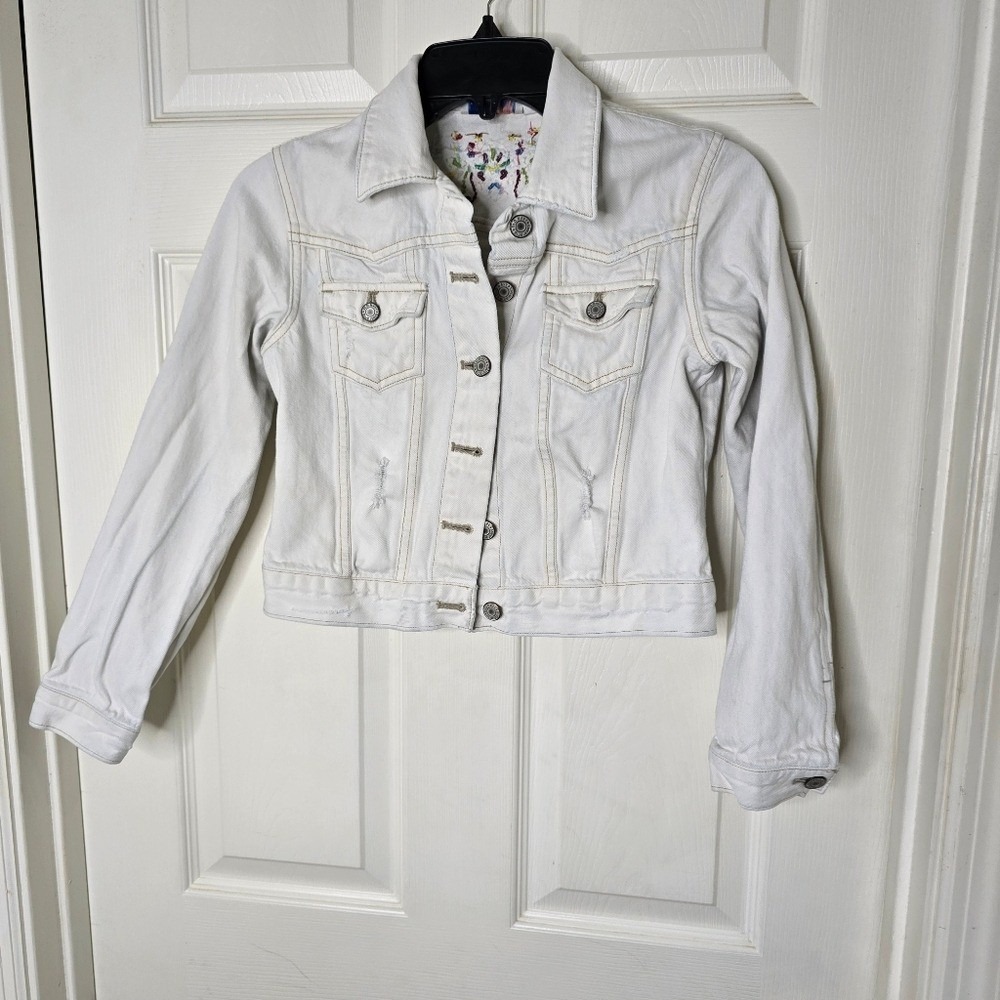 White Girls Old Navy Denim Jacket with beading‎ on back Girls L